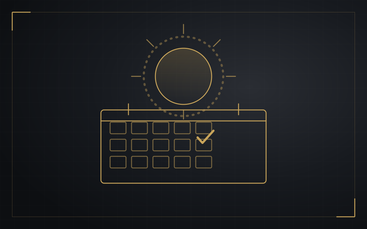 Illustrazione: un sole sopra un calendario di ferie